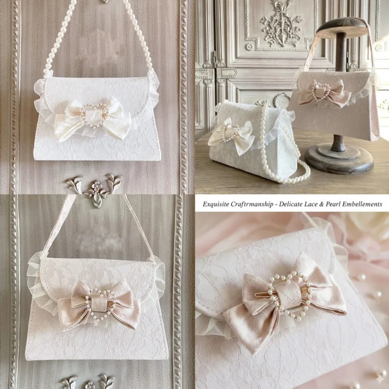 

Landmine Bow Love Pearl Tote Bag Lolita Lace JK PU Y2K Сумка с бантом и жемчугом Сумка через плечо Сумка ручной работы Сумка-конверт Новый
