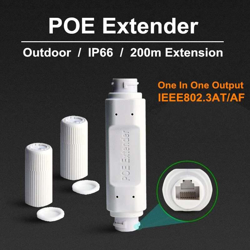 POE Extender/Repeater luar ruangan tahan air 200meter kabel ekstensi injektor POE catu daya IEEE802.3at/af