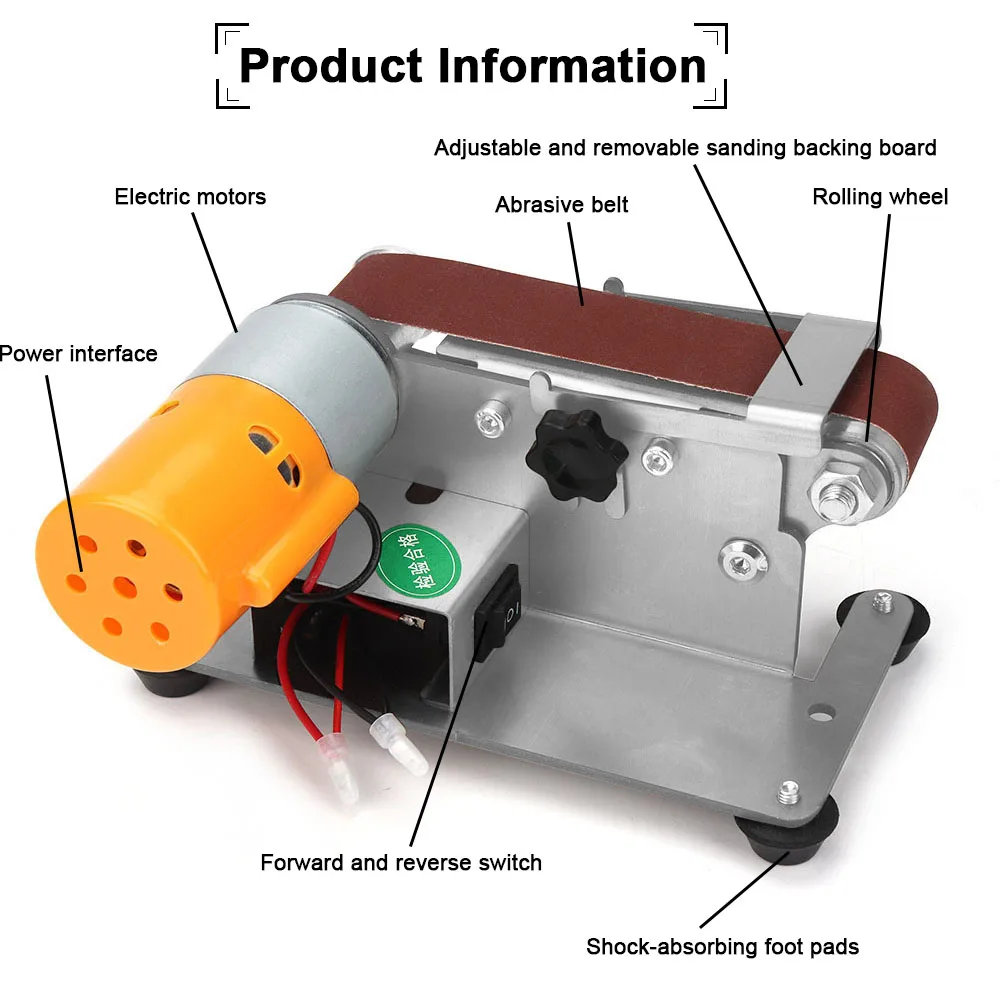 SIFANG 110V/220V Mini Electric Belt Sander DIY Polishing Grinding Machine Cutter Edges Sharpener Grinder With Abrasive Belt