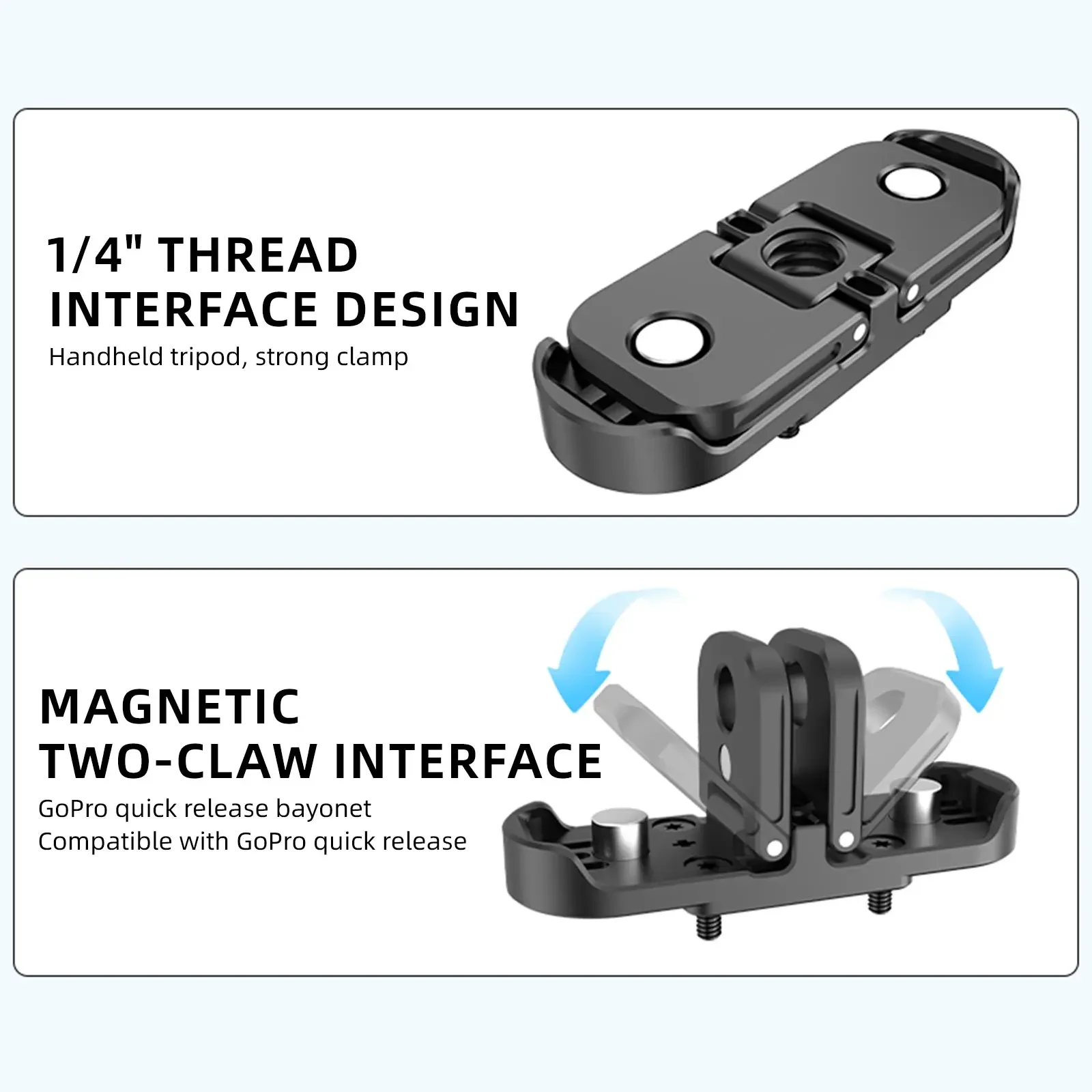 Полая быстросъемная база для Gopro Hero 9-12, дизайн громкоговорителя с разблокировкой, магнитный двойной конг + алюминиевый адаптер с резьбой 1/4 дюйма (Ac18)