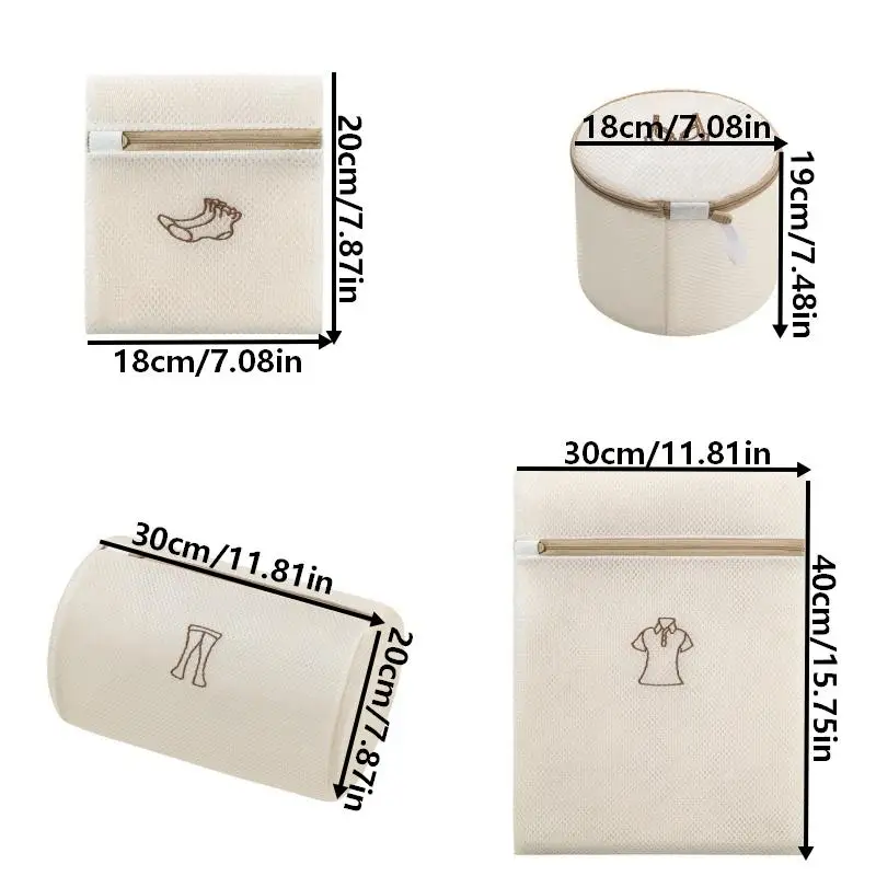 1PC Washing Laundry Bag Cute Embroidery Fine Mesh Polyester Foldable Laundry Washing Bags For Washing Machines Clothes Organizer