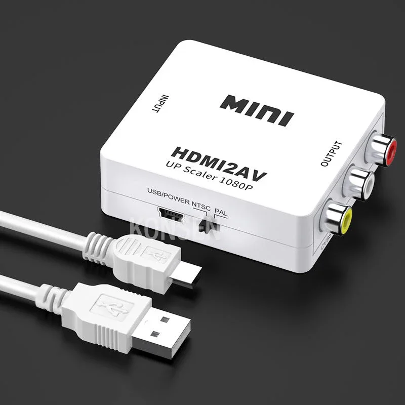 Przetwornik 1080P HDMI na RCA AV/CVSB videobox AV na Adapter HDMI AV/VGA podpórka NTSC PAL wyjściowy przetwornik HDMI na wideo VGA