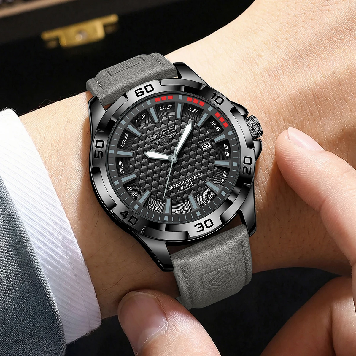 Reloj LIGE 2026 Original Quartz Men's Watch Luxury Classic Waterproof Leather Strap Minimalist Business Calendar watches for men