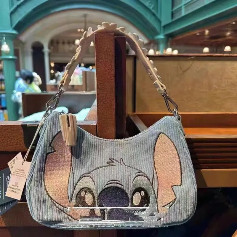 Borsa a tracolla Disney Stitch Borsa a tracolla in velluto a coste per cartoni animati Borsa sotto le ascelle da donna Anime piccola pochette Borse a tracolla Borsa per jeans Regalo per ragazze