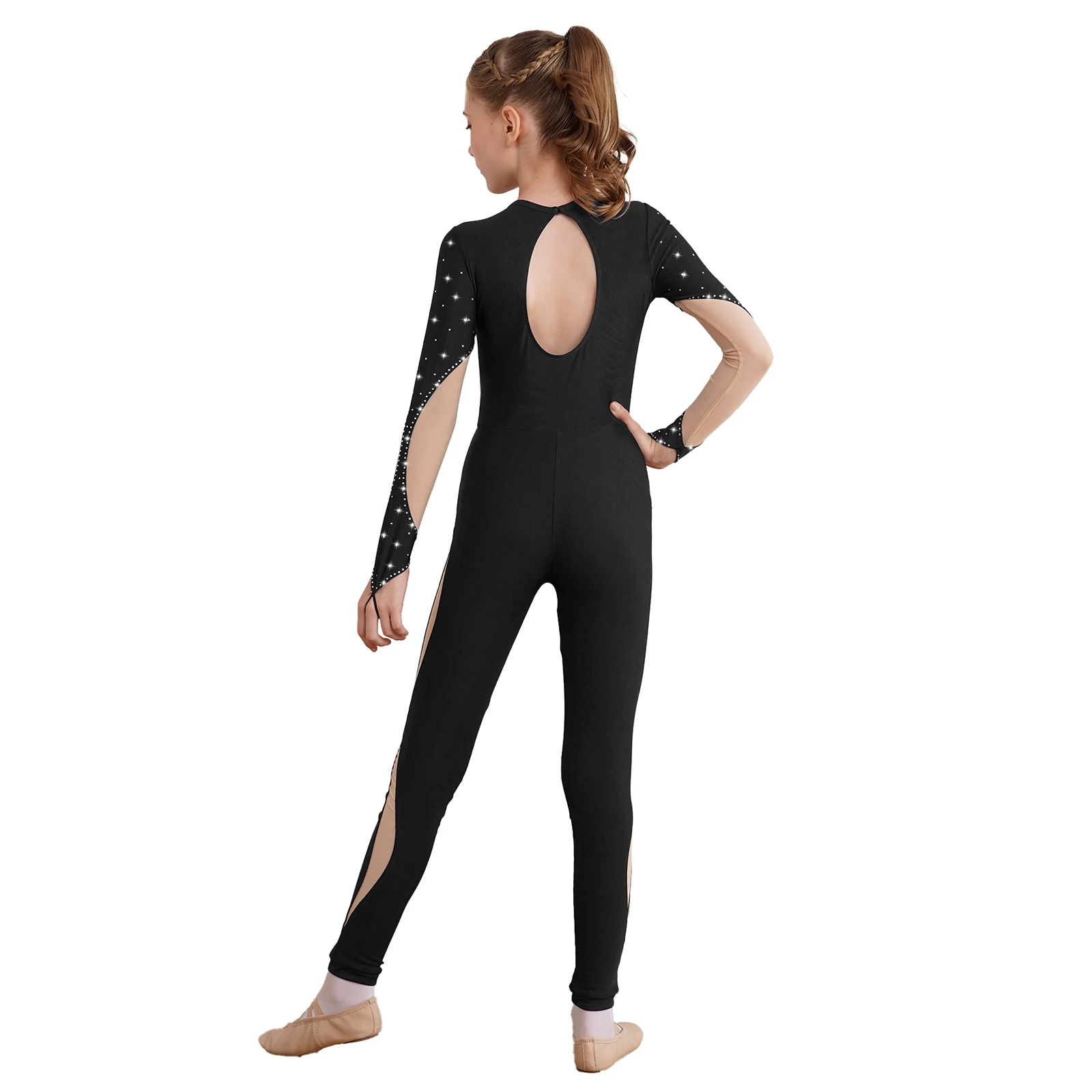 Kids Girls Ballet Dance Jumpsuit Acrobatics Gymnastics Leotards Long Sleeve Full Bodysuit Figure Skating Performance Unitards