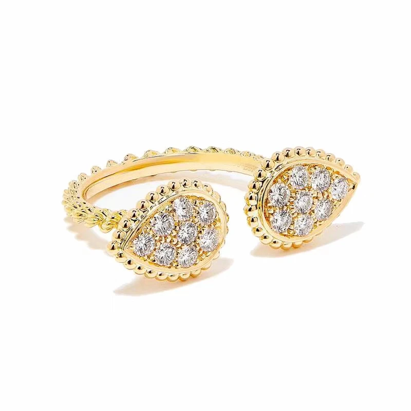 

Brass With 18 K Gold AAA Zircon Double Eye Ring Women Jewelry Stuning Designer T Show Club Cocktail Party Rare Japan Korean INS