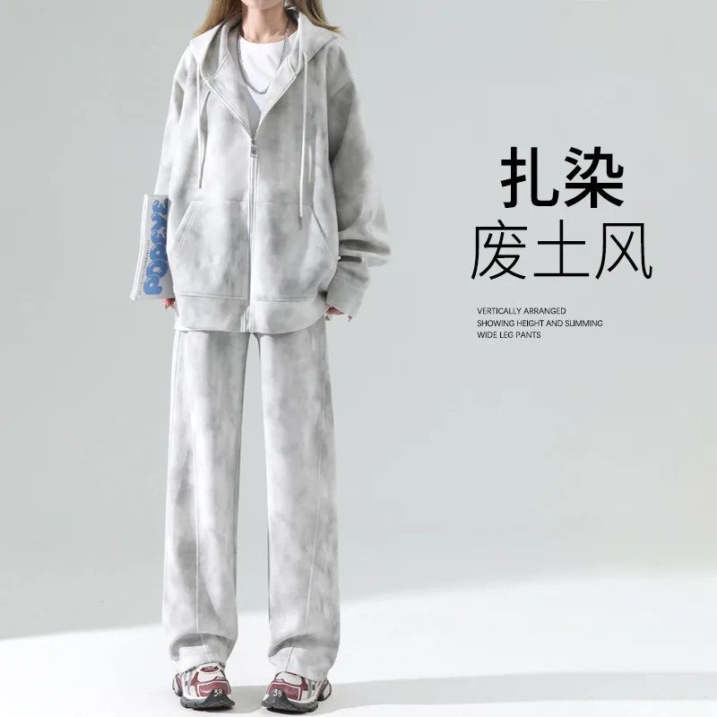 

Осенний спортивный комплект из 2 предметов для фитнеса и тренировок в тренажерном зале, женская одежда, свободные куртки с капюшоном и длинными рукавами, брюки на шнурке, костюм-толстовка