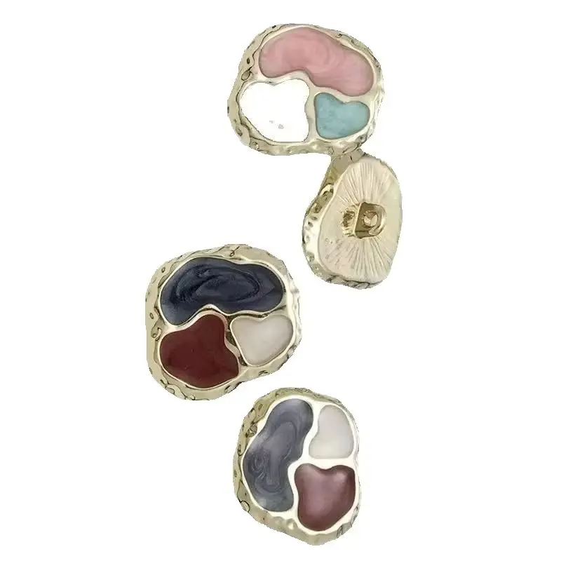 6PCS Colourful metal buttons, retro irregularly shaped buttons, Chinese-style women's sweater, suit trench coat, decorative butt