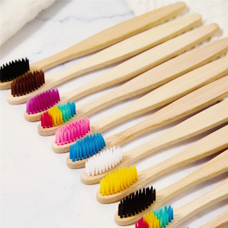 

100pack Customisable Hard Bristle Bamboo Toothbrush Eco Friendly Wood Tooth Brushes Traveling Teeth Care Tools for Adults