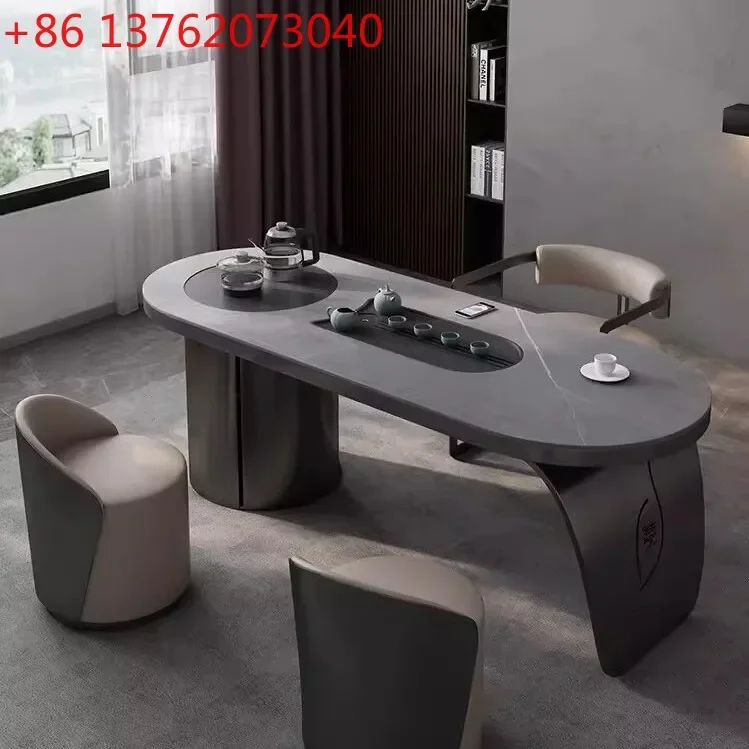 

Новый современный минималистичный офисный стол 2026 года с балконом, чайным столиком и встроенным чайником