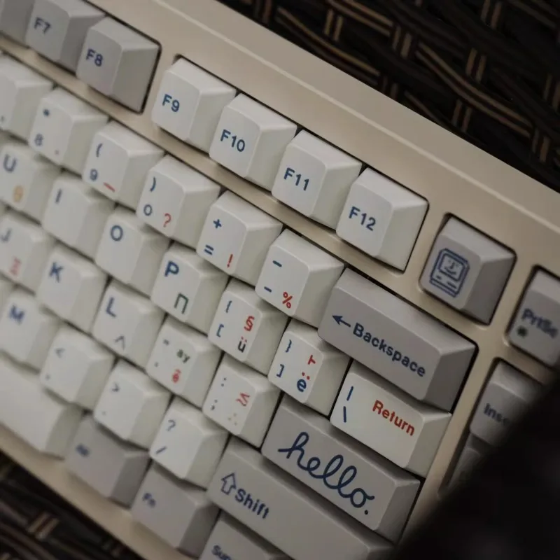 Teclado mecánico griego Retro, 142 teclas, PBT, sublimación térmica, cereza, adaptación de altura de fábrica 61