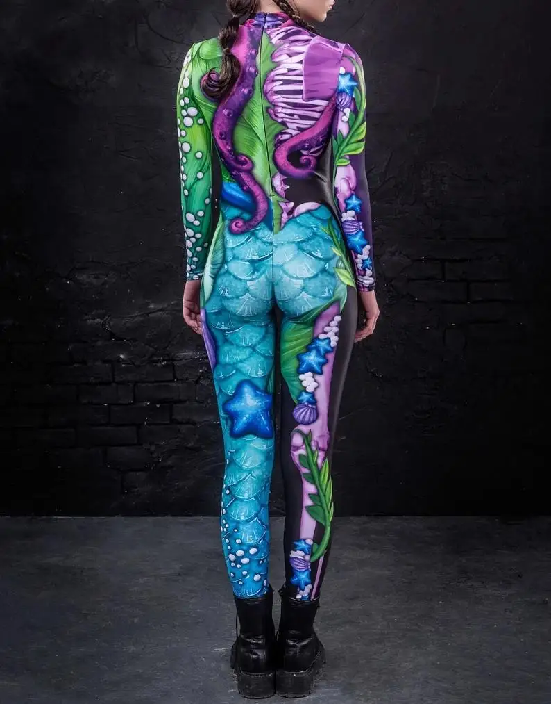 Damen 3D-Digital-Druck Erwachsenen-Cosplay Einteiler-Kostüm Reißverschluss-Jumpsuit Zentai-Kostüm Halloween-Spiel-Party-Bodysuit 2026 – Detail 14