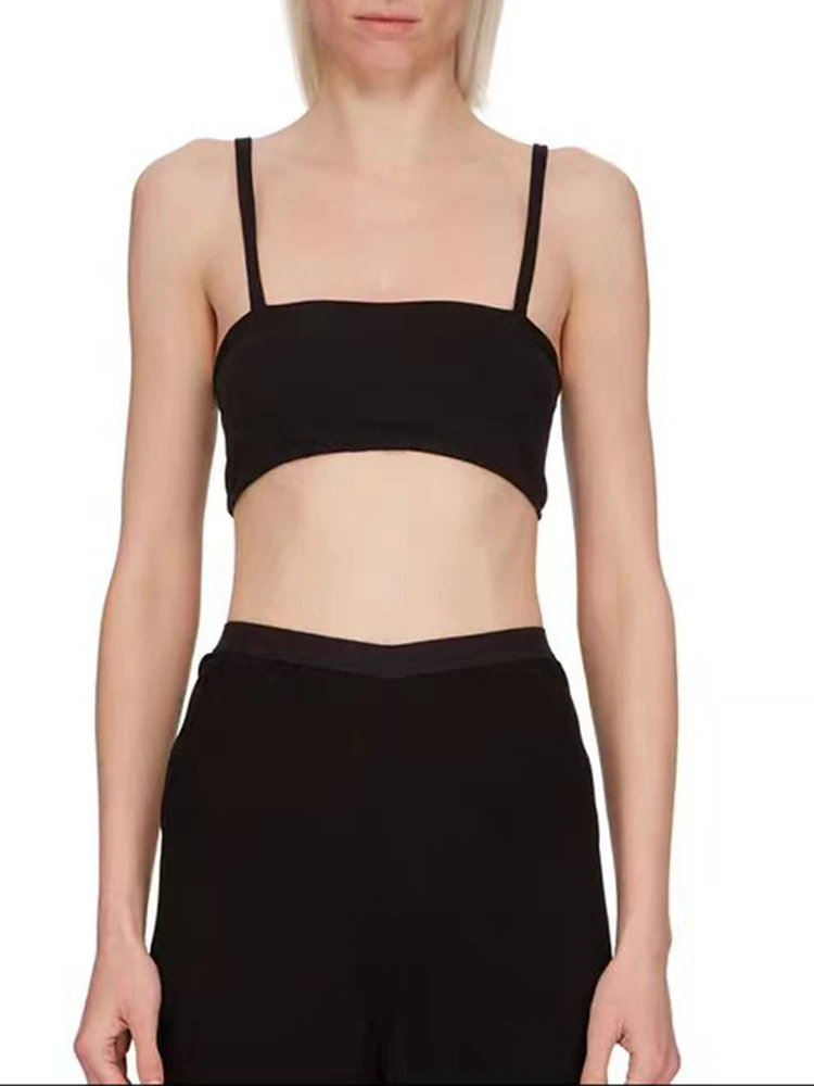 

Short camisole top y2k simple versatile black cotton knit camisole undershirt female 2024 summer new