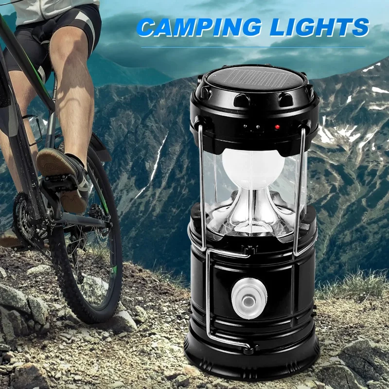 Solar Multifunctional Handheld Camping Lamp Tent Lamp LED Portable Flashlight Portable Waterproof Emergency Powered Work Light
