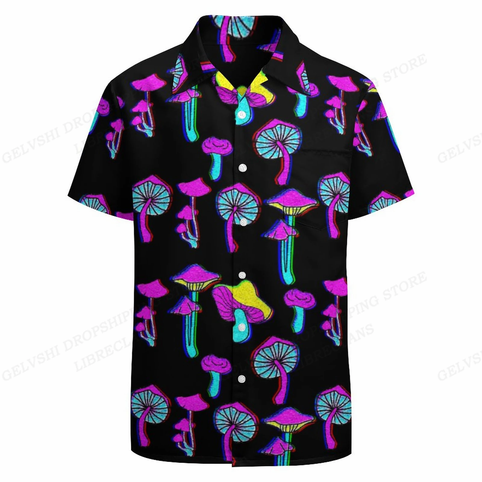 Duck Hawaiian Shirts Mushroom 3d Printed Shirts Men Women Fashion Short Sleeve Oversized Blouse Mens Vocation Lapel Shirt Beach