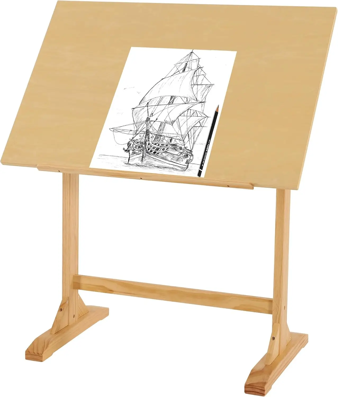 

Регулируемый деревянный чертежный стол, 24x35 дюймов, для художников, из массива сосны, для рисования и письма
