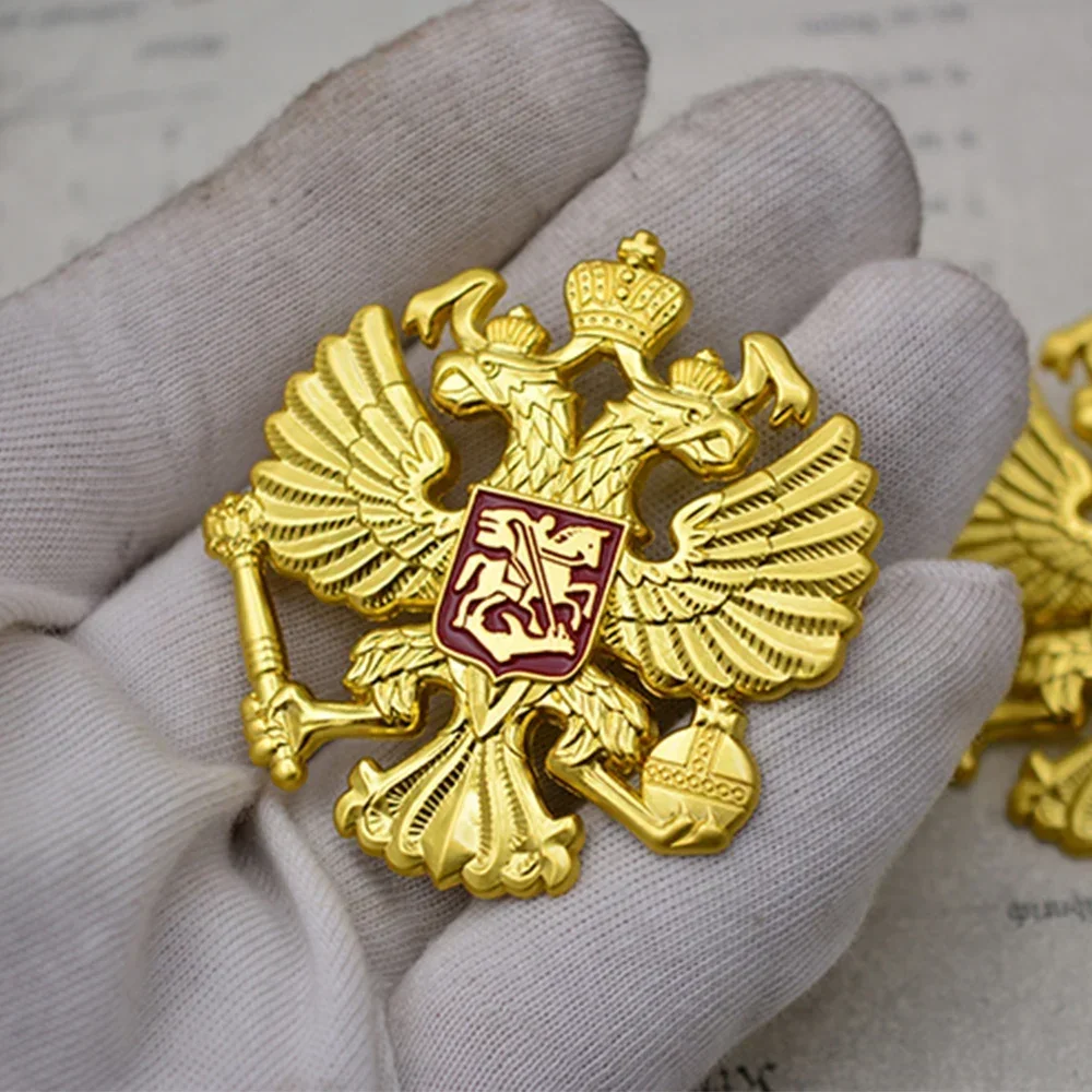 Vintage Double-Headed Eagle Cockade USSR Hat Metal Medal Brooch Pin Badge