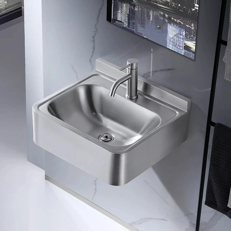 حوض غسيل بسيط من الفولاذ المقاوم للصدأ 304، حوض غسيل صغير مثبت على الحائط، شرفة زاوية، حوض مطبخ مثلث