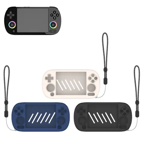 1 쌍 알루미늄 금속 3D 아날로그 조이스틱 엄지 스틱 그립 캡 로커 버튼 PS4 Pro Slim Xbox One 슬림 시리즈 X S 컨트롤러 19 ANBERNIC 게임 콘솔 낙하 방지 실리콘 보호 케이스, 간단한 단색, RG40XX H