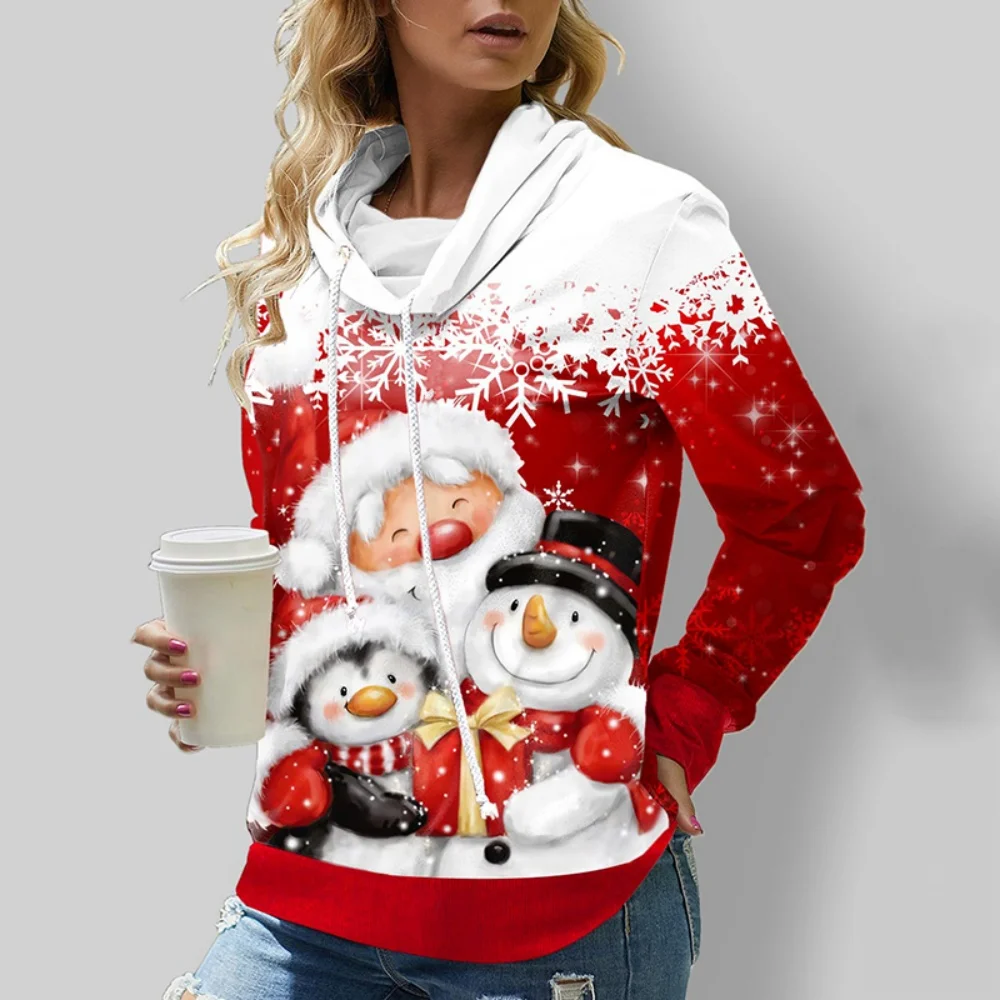 

Santa Claus Snowman 3d Print Hoodie Women Fashion Casual Christmas Snowflake Hoodie Sweatshirt Female Clothes Autumn Winter Coat