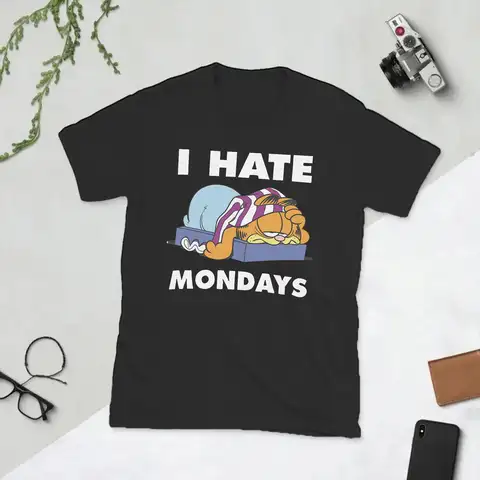 Men's T-Shirt Cartoon G-Garfields Novelty 100% Cotton Tees Short Sleeve Cat T Shirts Round Collar Tops Birthday Gift