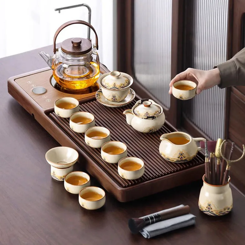 

Storage Nordic Tea Tray Ceremony Accessories Luxury Storage Irregular Tea Tray Rectangle Tableware Bandeja Madera Home Products