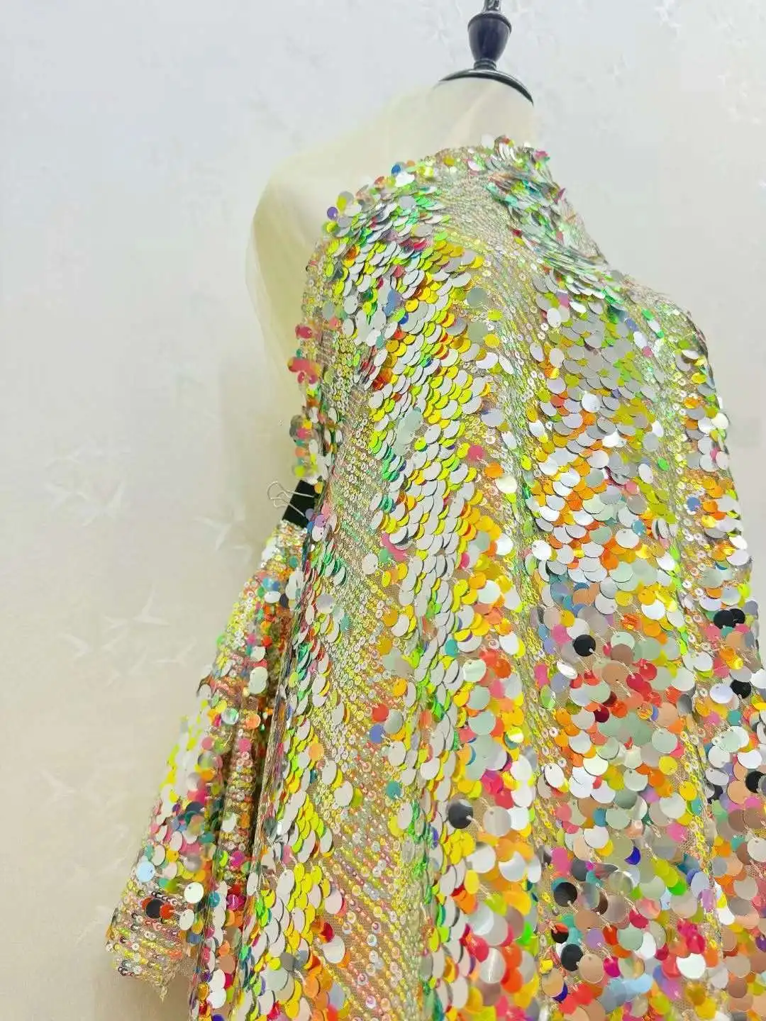 جودة عالية ملونة الترتر التطريز الفرنسية تول صافي الدانتيل ، النسيج الأفريقي ، خياطة فساتين الحفلات ، حفلات الزفاف ، الموضة #2