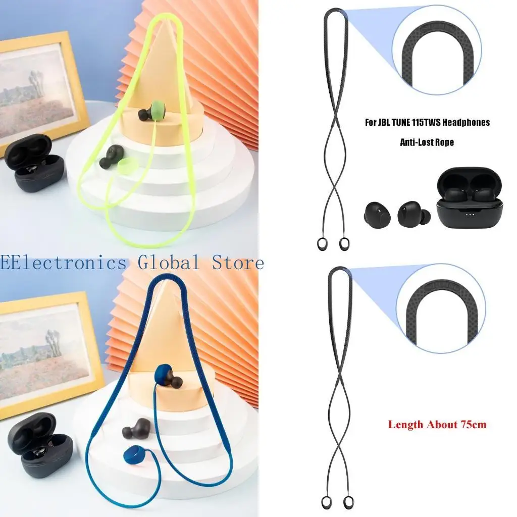 

462B Силиконовая подвесная веревка для шеи, мягкий не теряющийся ремешок для JBLTune 115TWS, приятный для кожи