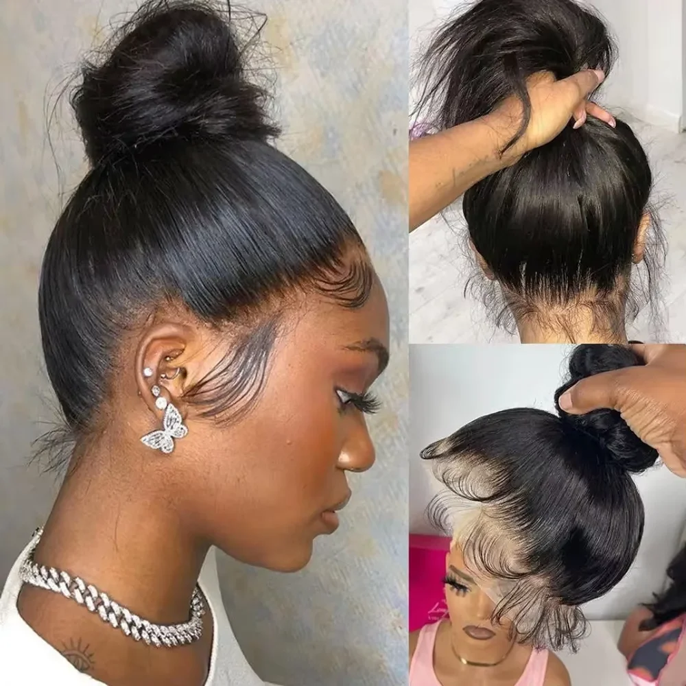 

360 Full Lace Human Hair Wig Bone Straight HD Transparant Lace Front Wigs For Women 250% Density Pre Plucked Brazilian Hair