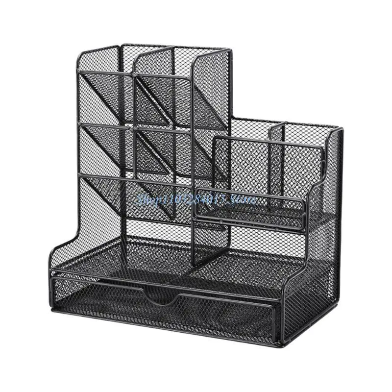 

R6ff Metal Desk Pen Организаторы и чашка для ручки с раздвижным ящиком и 11 отсеками