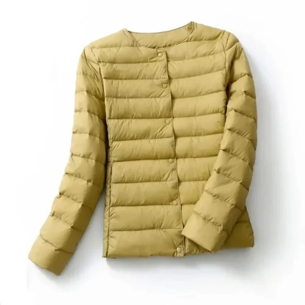 2024 New Autumn Winter Warm Ultra Light Weight Puffer Coats Down Jacket Women Slim Jacket Female Fashion White Duck Down Coat