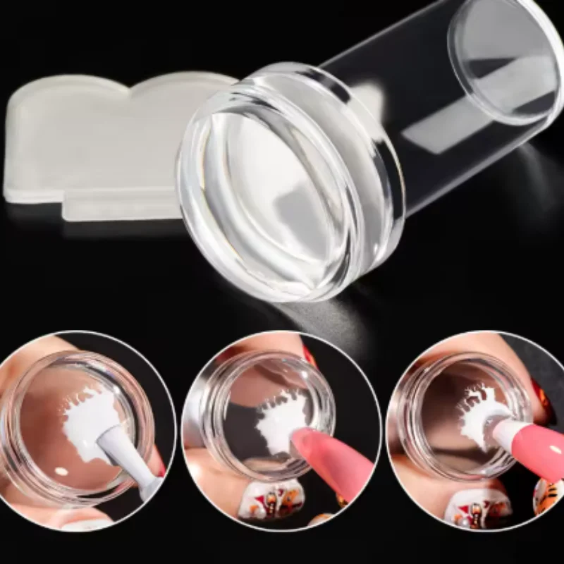 1/3/5/10 Stück Silikon Transparentes Nagelkunst-Stempelset Französisch für Maniküreplatte Stempel Polier-Schablone Vorlage Siegel Stempelgerät