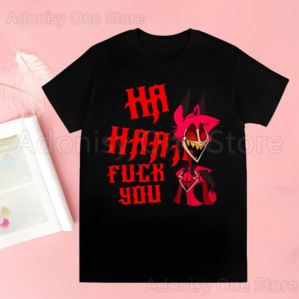 Hazbin Comedy Angel Dust Print T-shirts  Summer Graphic Tees Funny Shirts Geometric Print Crew Neck Short Sleeve Harajuku Tops