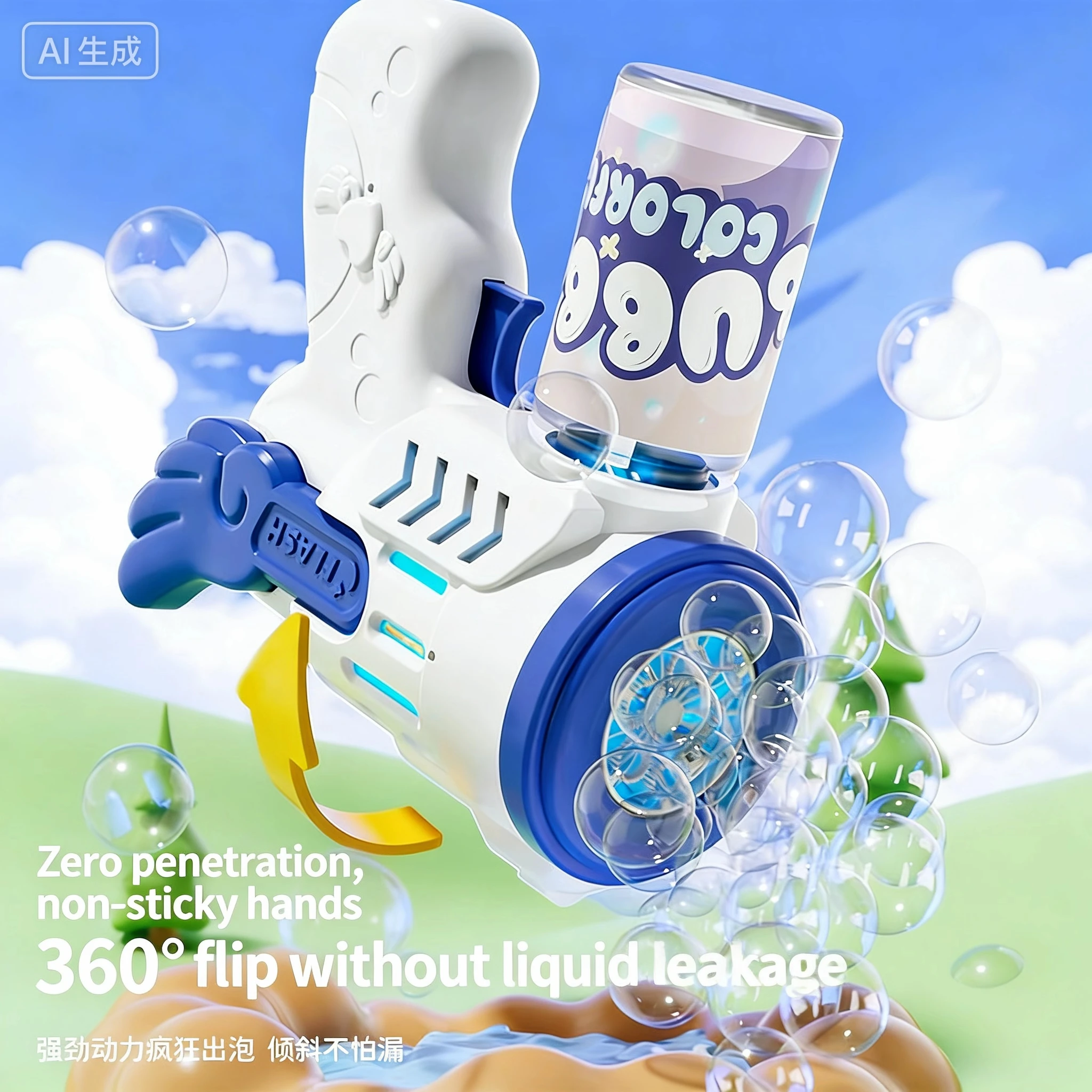 Vollautomatische Seifenblasenpistole Raketen-Seifenblasenmaschine Automatischer Blasenmacher mit Seifenblasenflüssigkeit Spielzeug für Kinder Strand Outdoor Seifenblasengeschenke – Detail 4