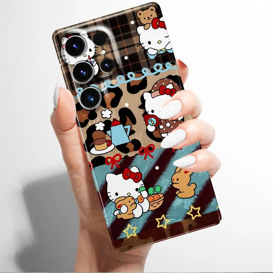 Case for Samsung Galaxy Note 20 S20 S25+ S24+ S21 S22 S25 Ultra S24 Plus S23 FE Hard Phone Cover Sanrio Cute Leopard Kitty Cat