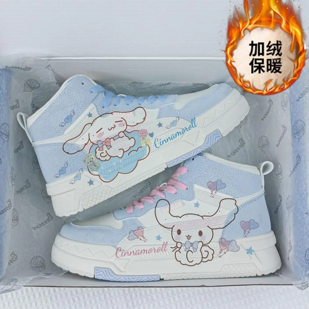 

Sanrio новые женские кроссовки с героями мультфильмов, хлопковая обувь, милые повседневные туфли Cinnamoroll, нескользящая спортивная обувь с мягкой подошвой, подарок для девочки