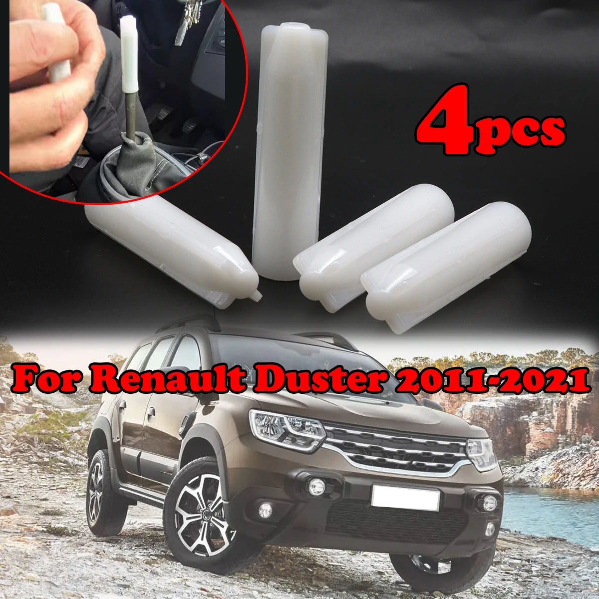 2pcs Gear Shift Knob Stick Rod Inner Sleeve For Renault Duster 2011-2021 Megane II Clio Lever Pen Adapter Car Replacement Part