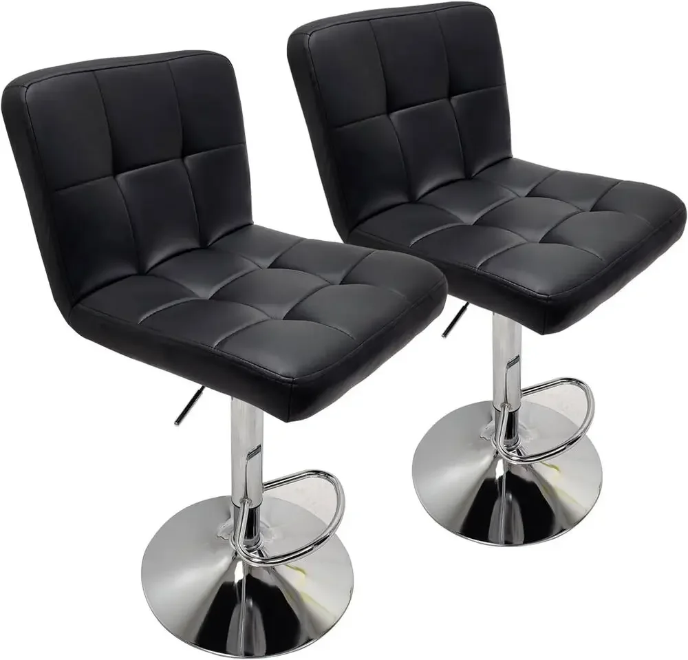 PU Leather Swivel Bar Stools, cadeira de bar ajustável, cadeiras modernas Pub, conjunto de 2