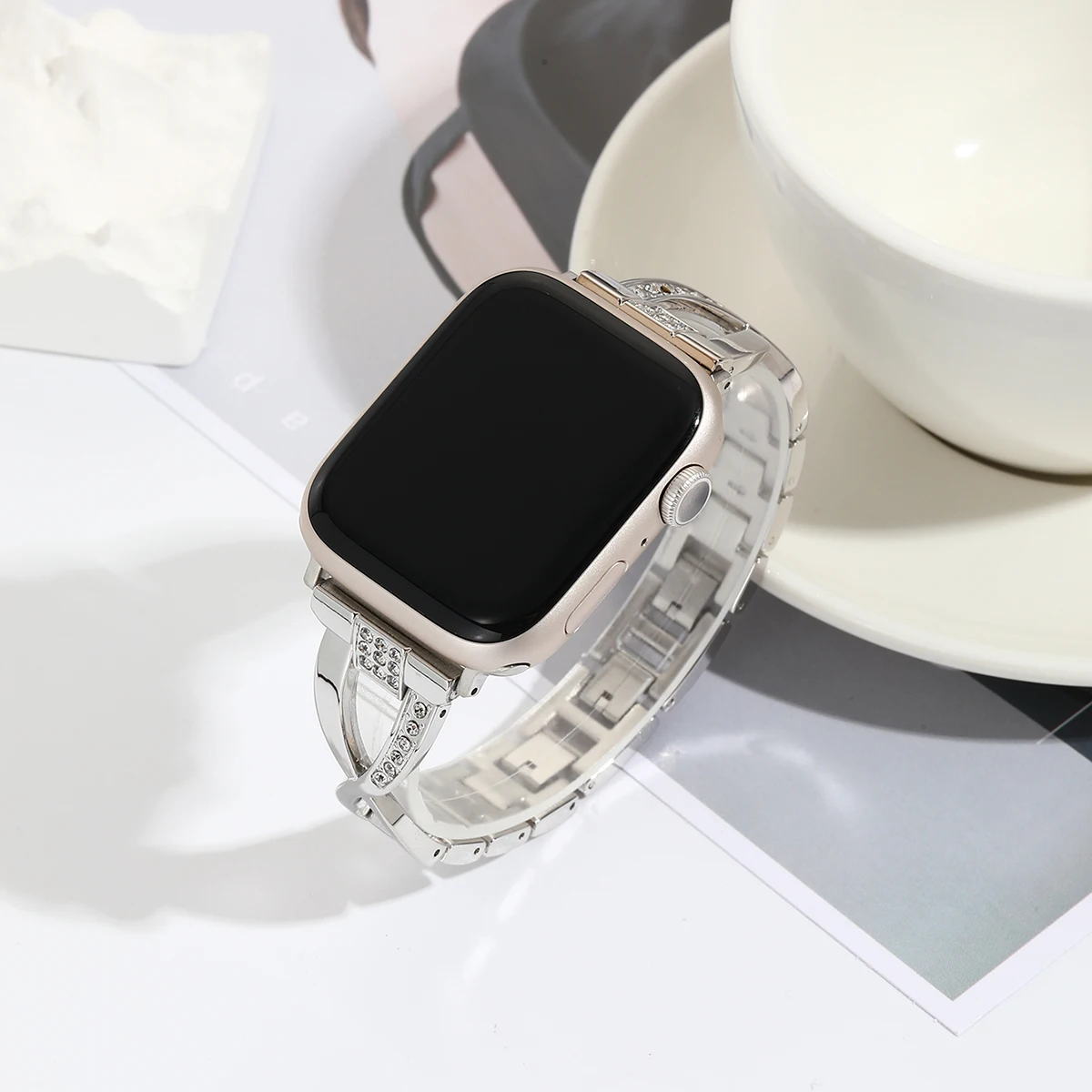 Women Strap For Apple Watch 8 Band 45mm 41mm 42mm 38mm 40mm 44mm Link Bracelet Correa For iWatch Ultra 49mm Metal Diamond Strap