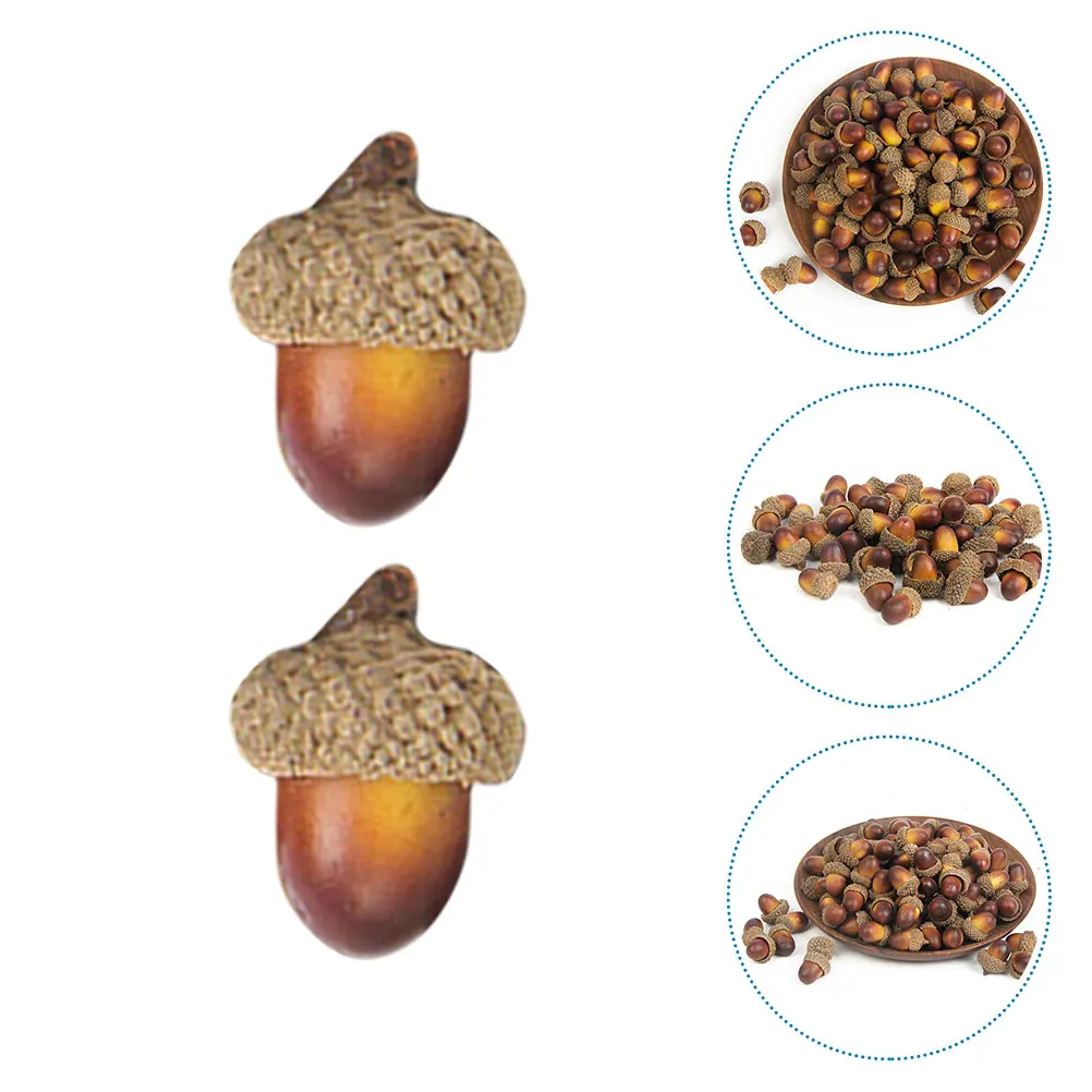 

100 PCS Natural Simulated Acorn Decoration Fake Acorns Foam Decorations Artificial Fruits for