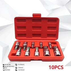 10pcs 12-Point Triple Square Bit Socket Set Tamper Proof M5 M6 M8 M9 M10 M16 Automotive Repair Tool Kit With Case