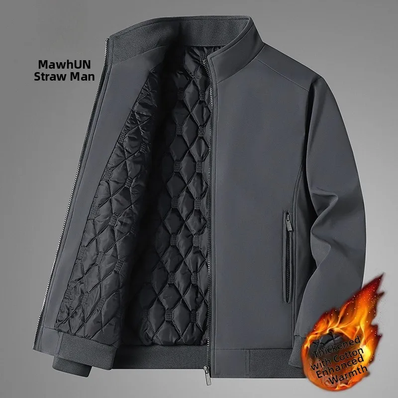 

Men's Cotton Jaet Thiened Fce Lined Stand Collar Winter Coat Large Size Comfortable Dad Sle Faionable plus Size