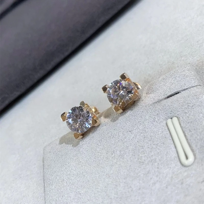 

Horn diamond stud earrings 1ct handmade inlaid imported diamonds shiny premium earrings
