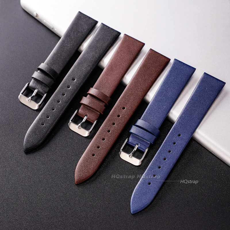 Universal Replacement Leather Watch Strap Leather Watchband for Men Women 12mm 14mm 16mm 18mm 20mm 22mm Ultra-thin Watch Band