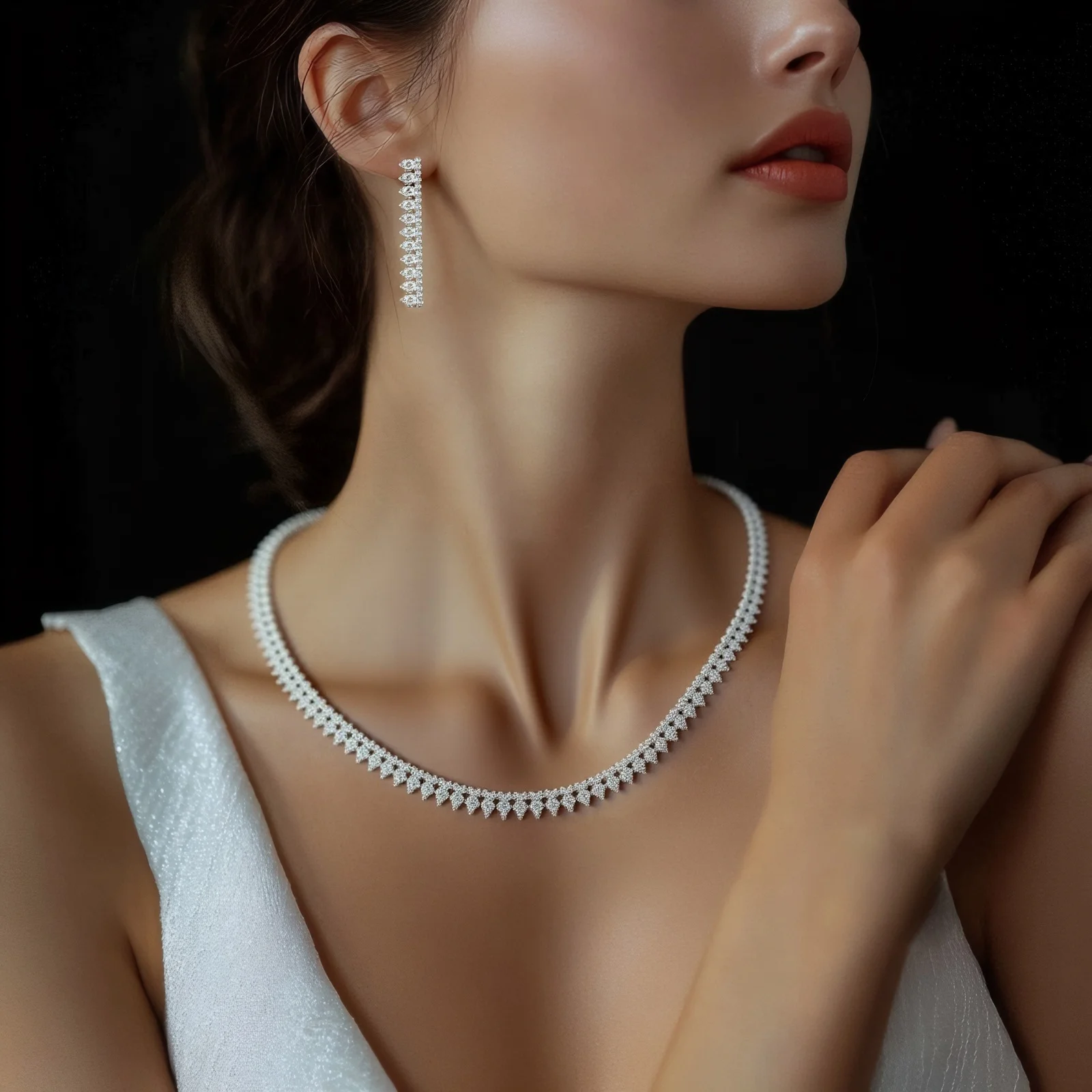 HIBRIDE High Quality Cubic Zirconia Bridal Jewelry Sets Fashion Water Drop Necklace Lady Pendant 4Piece Set Wedding Party N-1464