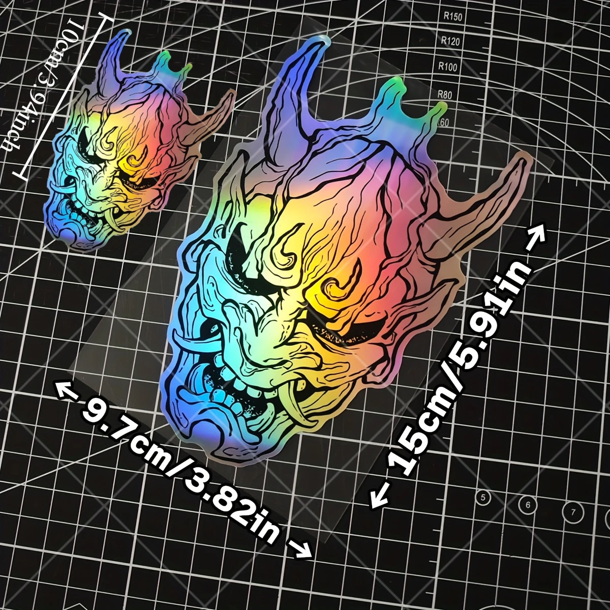 Holo Japanese Hannya Mask Sticker, Waterproof Vinyl Decals for Car, Motorcycle and Helmet