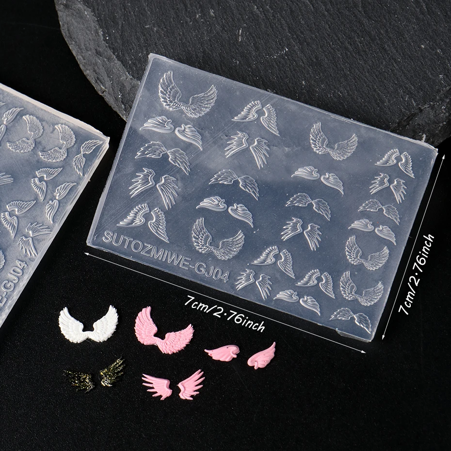 1 قطعة قالب سيليكون للأظافر على شكل جناح الملاك-قوالب أظافر على الطراز القوطي الباروكي العتيق لتزيين الأظافر وإكسسوارات الأظافر #6