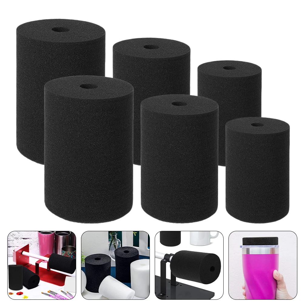 6 Pcs Sponges Cylindrical Tumblers Cup Turner Parts Replacements Spiral Rotary Black Tools Cylinder