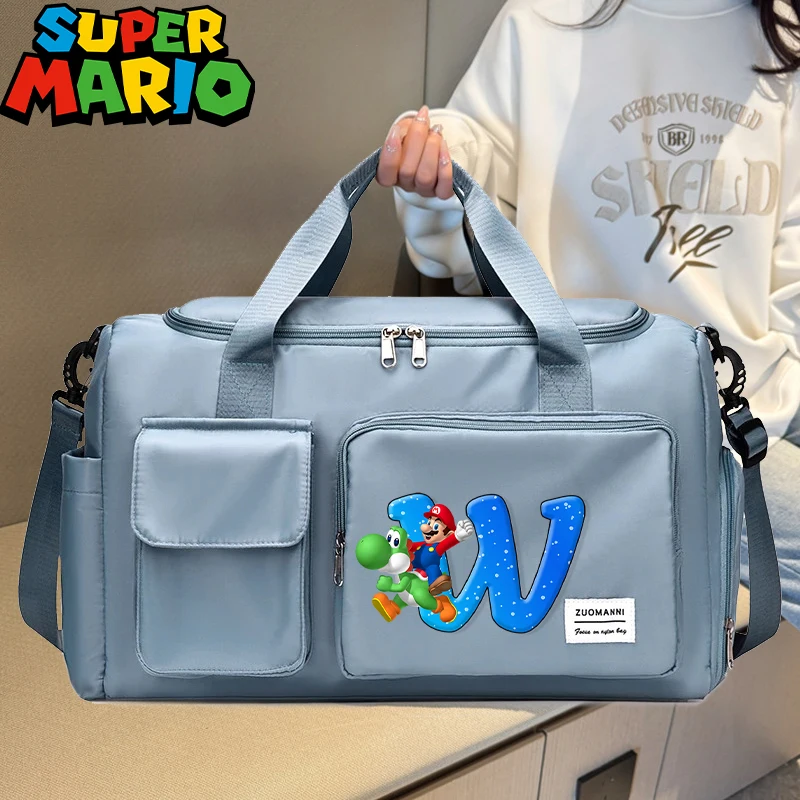 

Super Mario Bro Dry Wet Separation Travel Bag Cartoon Letter A-Z Printed Luggage Bags Men Women Fitness Yoga Portable Handbag