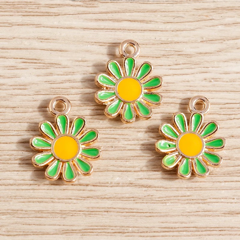 Tusember 20 Stück vergoldete, bunte, niedliche Gänseblümchen-Charms für DIY-Schlüsselanhänger, Ohrringe, Armbänder, Schmuckherstellung und Zubehör – Detail 8